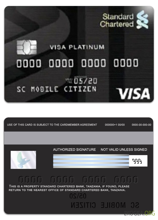 Carte de crédit Visa Platinum de la Tanzanie Standard Chartered Bank